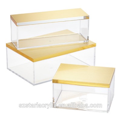 Clear Acrylic Boxes with Brushed Gold Lids