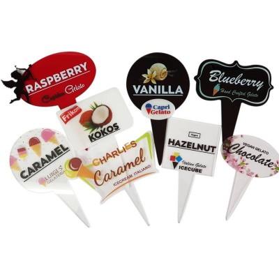 Various Diy Acrylic Flavor Stickers Acrylic Plastic Ice Cream Gelato Labels